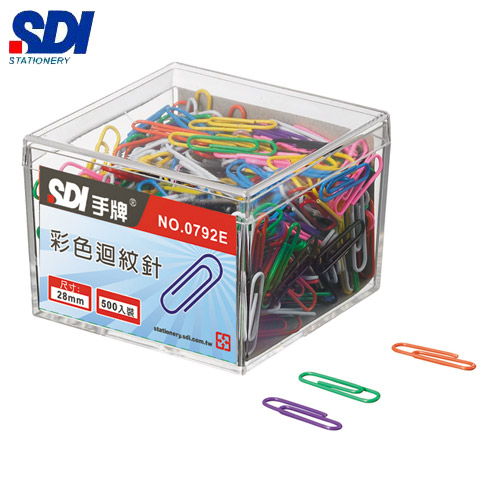 {振昌文具}【手牌SDI】0792E    彩色迴紋針(28mm) -500支入  /  盒