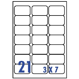 裕德3合1電腦標籤21格圓角 20張/包 US4677