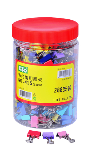 {振昌文具}【徠福LIFE】 NO.415 彩色兩用票夾(10色筒裝)15mm -288支入 / 筒