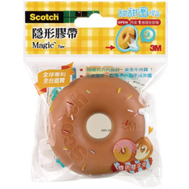 【3M】810DD-8 Scotch 雙色甜甜圈造型膠台 咖啡+奶油/組