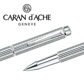 【請先來電洽詢庫存】CARAN d'ACHE 瑞士卡達 ECRIDOR 艾可朵幾何麥紋鋼珠筆(鈀金) / 支