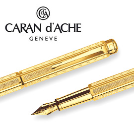 【預購，請先來電洽詢庫存】CARAN d'ACHE 瑞士卡達 ECRIDOR 艾可朵V型麥紋鋼筆(鍍金GLIT)-F / 支
