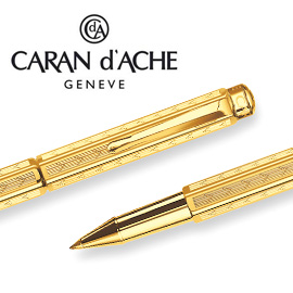 【預購，請先來電洽詢庫存】CARAN d'ACHE 瑞士卡達 ECRIDOR 艾可朵V型麥紋鋼珠筆(鍍金GLIT) / 支