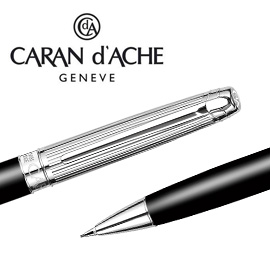 【請先來電洽詢庫存】CARAN d'ACHE 瑞士卡達 LEMAN 利曼霧黑漆自動鉛筆(銀蓋) 0.7 / 支
