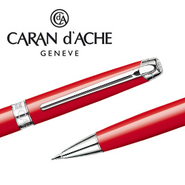 【請先來電洽詢庫存】CARAN d'ACHE 瑞士卡達 LEMAN 利曼亮紅漆自動鉛筆(銀夾) 0.7 / 支