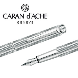 【請先來電洽詢庫存】CARAN d'ACHE 瑞士卡達 ECRIDOR 艾可朵幾何麥紋鋼筆(鈀金)-M / 支