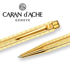 【預購，請先來電洽詢庫存】CARAN d'ACHE 瑞士卡達 ECRIDOR 艾可朵V型麥紋原子筆(鍍金GLIT) / 支