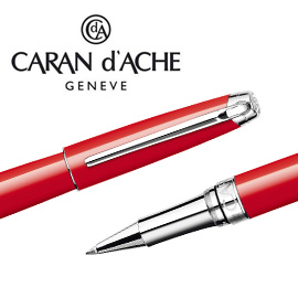 【請先來電洽詢庫存】CARAN d'ACHE 瑞士卡達 LEMAN 利曼亮紅漆鋼珠筆(銀夾) / 支