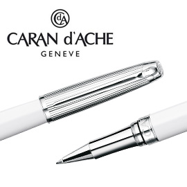 【請先來電洽詢庫存】CARAN d'ACHE 瑞士卡達 LEMAN 利曼亮白漆鋼珠筆(銀蓋) / 支