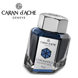 【請先來電洽詢庫存】CARAN d'ACHE 瑞士卡達 Chromatics 色彩墨水. 磁性藍 / 瓶