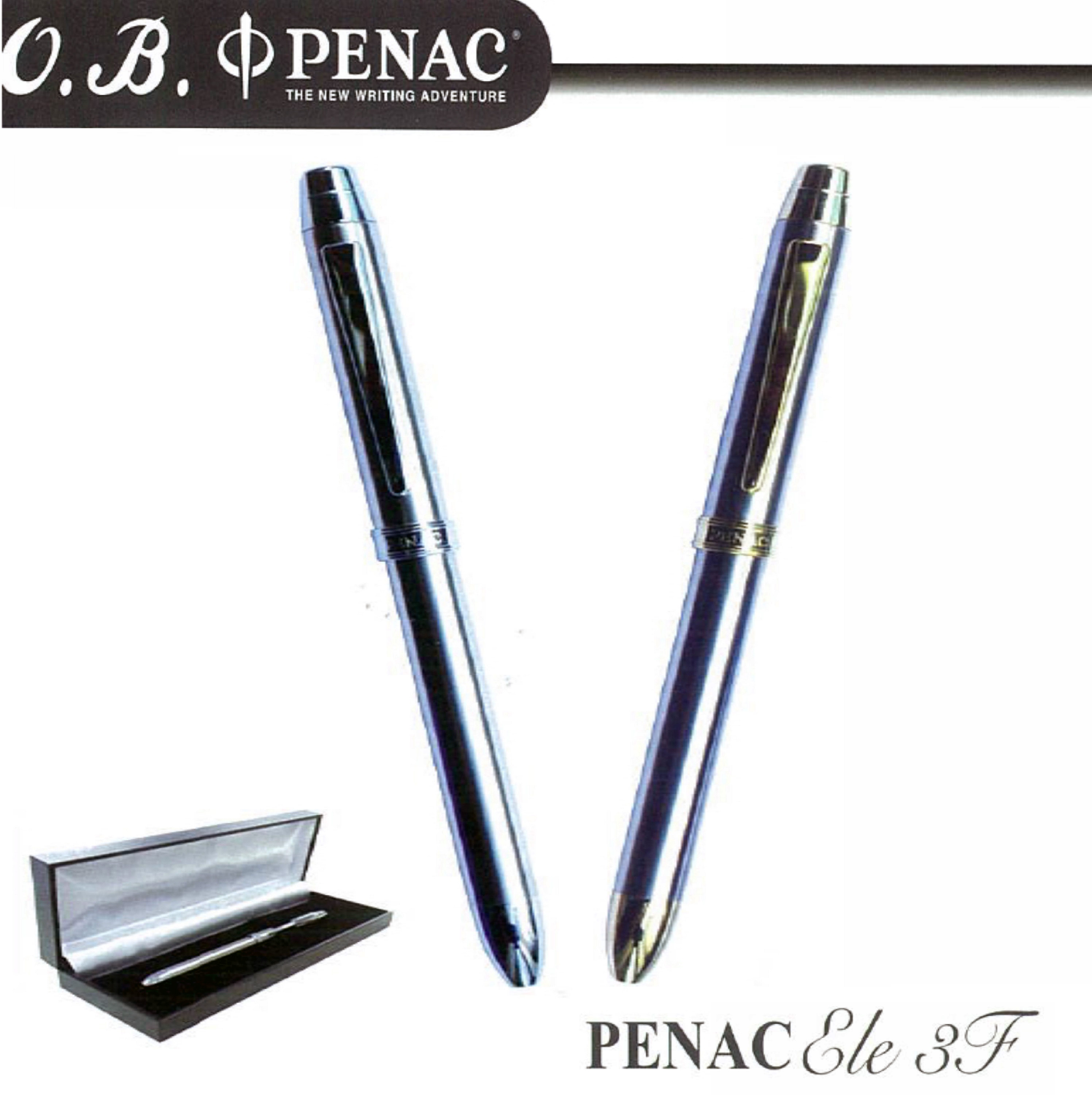 O.B. PENAC Ele 3F三合一多功能筆(0.7mm原字筆藍、紅 + 0.5mm自動鉛筆)  (鋼金 / 1支) OB#TF1602-SG