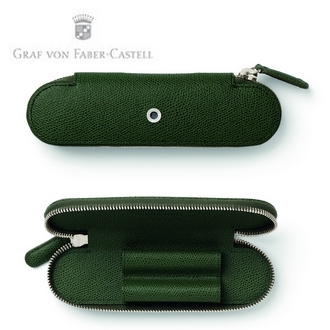 【Graf Von Faber-Castell】2支入拉鍊式筆套 橄欖綠壓紋 V118881-1  /個