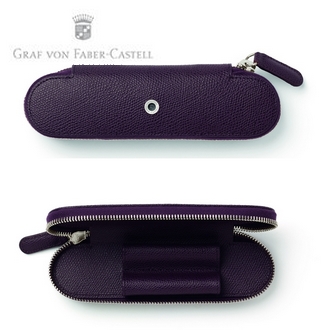 【Graf Von Faber-Castell】2支入拉鍊式筆套 藍紫色壓紋 V118882-1  /個