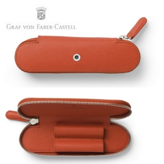 【Graf Von Faber-Castell】2支入拉鍊式筆套 紅柿子壓紋 V118876  /個