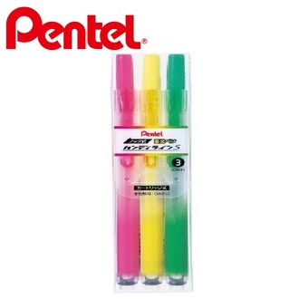 {振昌文具}【Pentel飛龍】SXNS15-3 自動螢光筆套組   1.0~4.5mm  3色裝/組