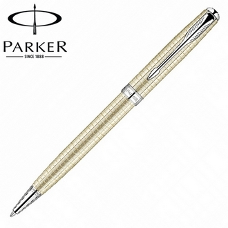 【派克 PARKER】(請先來電詢問存貨)商籟系列 純銀格珍珠白夾 原子筆 P0912370 /支