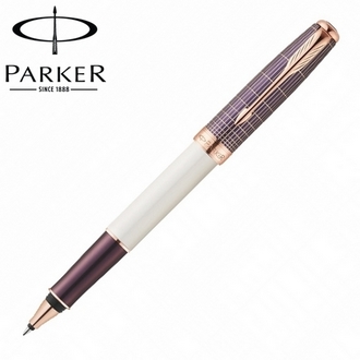 【派克 PARKER】(請先來電詢問存貨)商籟系列 白桿格紋玫瑰金夾 鋼珠筆 P1930530 /支