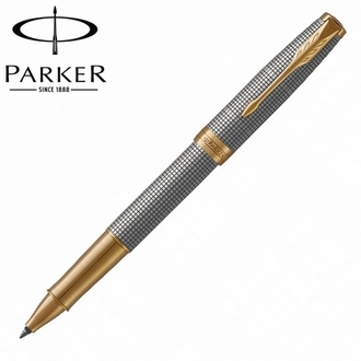 【派克 PARKER】(請先來電詢問存貨)卓爾系列 純銀格紋金夾 鋼珠筆 P1931491 /支