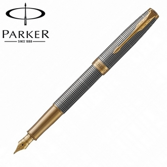 【派克 PARKER】(請先來電詢問存貨)卓爾系列 純銀格紋金夾 鋼筆 筆尖F  P1931489 /支