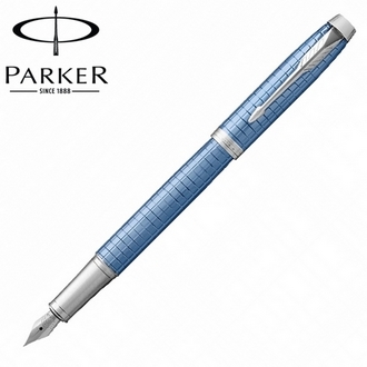 【派克 PARKER】(請先來電詢問存貨)新IM系列 高尚經典 鈦藍格紋 鋼筆 P1931688 /支