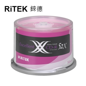 【RiTEK錸德】 52X CD-R 桶裝 700MB X版 50片/組