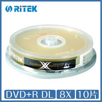 【RiTEK錸德】 8X DVD+R DL 桶裝 8.5GB X版 10片/組