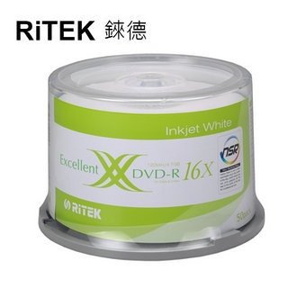 【RiTEK錸德】 16X DVD-R 桶裝 4.7GB 珍珠白滿版可列印式 50片/組