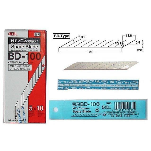 【現貨】NT BD-100 美工刀替刃 (30度斜角) 10小包入 / 盒