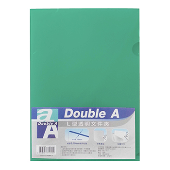 Double A 0.18mmL型透明文件夾(綠)A4 DAFF13002
