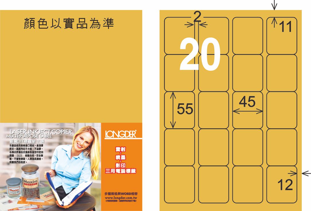 龍德 LD-857-M-C A4雷射影印標籤 金色 / 包