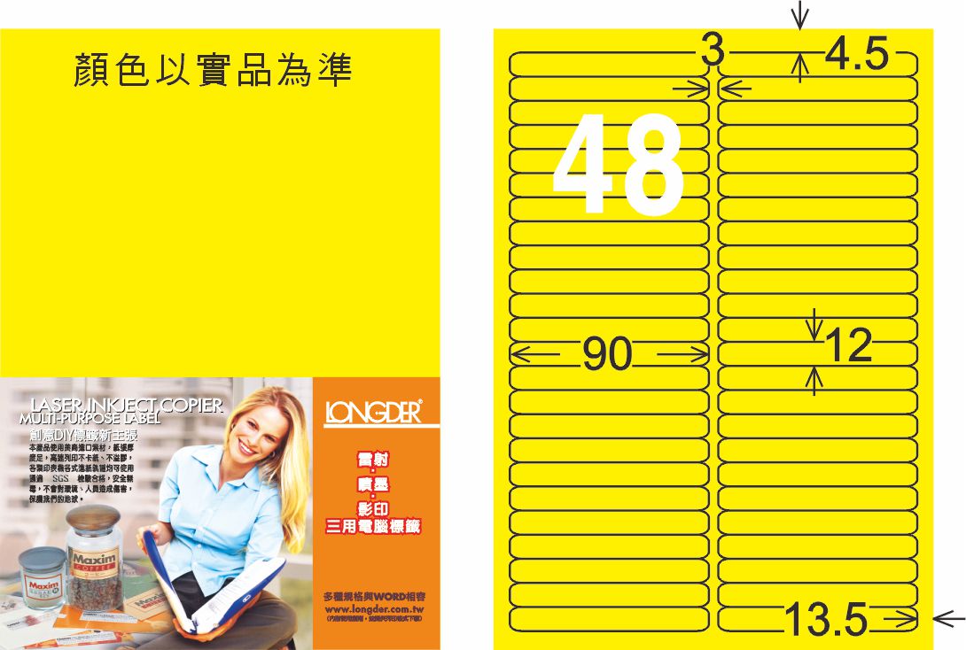 龍德 LD-869-AY-C A4雷射影印標籤 黃銅版 / 包