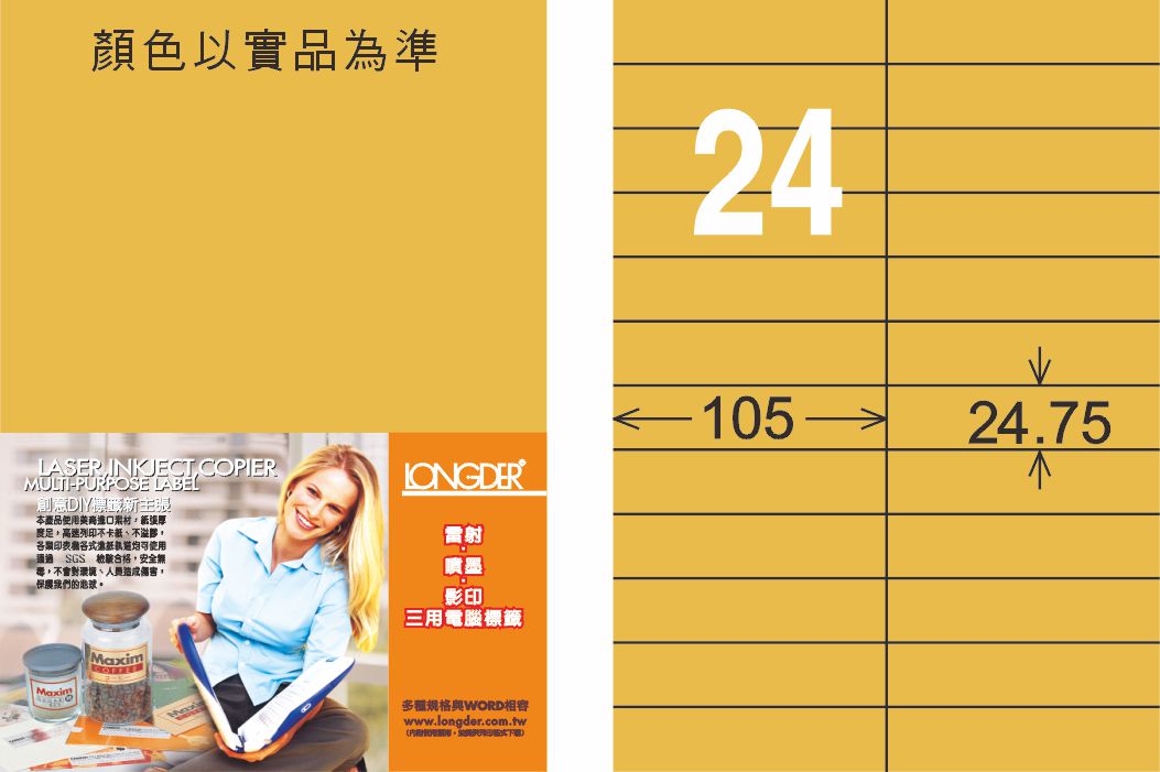 龍德 LD-884-M-C A4雷射影印標籤 金色 / 包