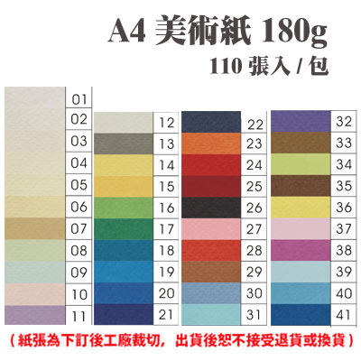A4 美術紙 180磅 (110張) /包 ( 此為訂製品，出貨後無法退換貨 )