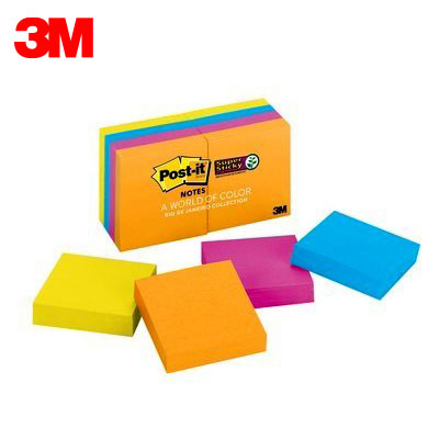 {振昌文具}{缺貨中請先來電洽詢}3M 利貼狠黏便條紙紙磚 255S-8PK-2 四色 8本 / 包