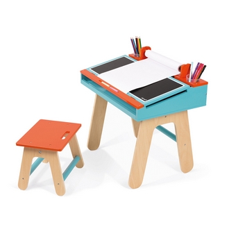 {振昌文具}【請先來電洽詢庫存】【法國Janod】兒童學習畫桌組(橘藍/粉紅) J09616 J09618 /組