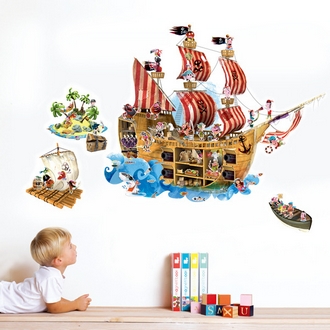 {振昌文具}【請先來電洽詢庫存】【法國Janod】互動式磁性壁貼-海盜尋寶 J02849 /組