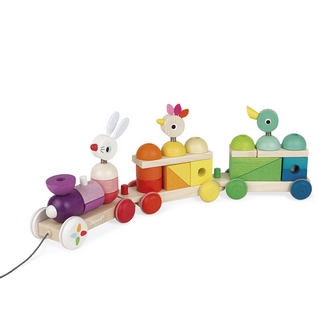 {振昌文具}【請先來電洽詢庫存】【法國Janod】經典設計木玩-彩虹積木火車 J08202 /組